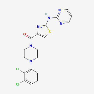 molecular formula C18H16Cl2N6OS B2986808 (4-(2,3-Dichlorophenyl)piperazin-1-yl)(2-(pyrimidin-2-ylamino)thiazol-4-yl)methanone CAS No. 1251551-44-6
