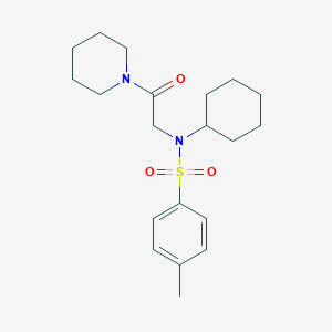 molecular formula C20H30N2O3S B298681 N-cyclohexyl-4-methyl-N-[2-oxo-2-(piperidin-1-yl)ethyl]benzenesulfonamide 