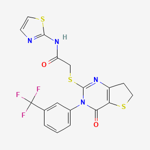 2-((4-oxo-3-(3-(trifluoromethyl)phenyl)-3,4,6,7-tetrahydrothieno[3,2-d]pyrimidin-2-yl)thio)-N-(thiazol-2-yl)acetamide