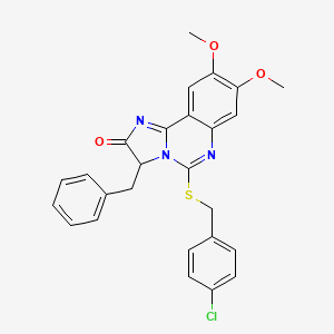 molecular formula C26H22ClN3O3S B2986825 3-benzyl-5-[(4-chlorobenzyl)sulfanyl]-8,9-dimethoxyimidazo[1,2-c]quinazolin-2(3H)-one CAS No. 477768-30-2