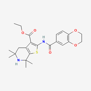 Ethyl 2-(2,3-dihydro-1,4-benzodioxine-6-carbonylamino)-5,5,7,7-tetramethyl-4,6-dihydrothieno[2,3-c]pyridine-3-carboxylate