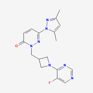 6-(3,5-dimethyl-1H-pyrazol-1-yl)-2-{[1-(5-fluoropyrimidin-4-yl)azetidin-3-yl]methyl}-2,3-dihydropyridazin-3-one