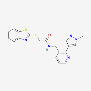 2-(benzo[d]thiazol-2-ylthio)-N-((2-(1-methyl-1H-pyrazol-4-yl)pyridin-3-yl)methyl)acetamide