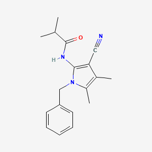 molecular formula C18H21N3O B2986875 N-(1-benzyl-3-cyano-4,5-dimethyl-1H-pyrrol-2-yl)-2-methylpropanamide CAS No. 478032-99-4