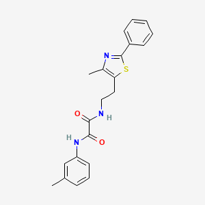 molecular formula C21H21N3O2S B2987074 N1-(2-(4-methyl-2-phenylthiazol-5-yl)ethyl)-N2-(m-tolyl)oxalamide CAS No. 894010-22-1