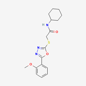 molecular formula C17H21N3O3S B2987087 N-cyclohexyl-2-{[5-(2-methoxyphenyl)-1,3,4-oxadiazol-2-yl]sulfanyl}acetamide CAS No. 850936-88-8