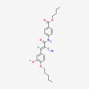 molecular formula C27H32N2O5 B2987093 butyl 4-{2-cyano-3-[3-methoxy-4-(pentyloxy)phenyl]prop-2-enamido}benzoate CAS No. 380424-67-9