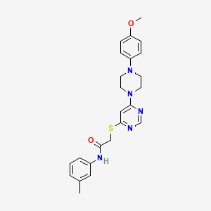 molecular formula C24H27N5O2S B2987097 2-((6-(4-(4-methoxyphenyl)piperazin-1-yl)pyrimidin-4-yl)thio)-N-(m-tolyl)acetamide CAS No. 1251550-95-4