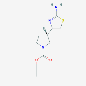 molecular formula C12H19N3O2S B2987185 Tert-butyl (3S)-3-(2-amino-1,3-thiazol-4-yl)pyrrolidine-1-carboxylate CAS No. 2550997-68-5