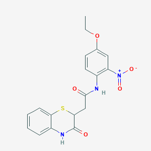 molecular formula C18H17N3O5S B2987189 N-(4-ethoxy-2-nitrophenyl)-2-(3-oxo-3,4-dihydro-2H-1,4-benzothiazin-2-yl)acetamide CAS No. 367908-42-7