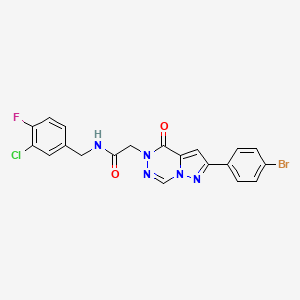 molecular formula C20H14BrClFN5O2 B2987254 2-[2-(4-bromophenyl)-4-oxopyrazolo[1,5-d][1,2,4]triazin-5(4H)-yl]-N-(3-chloro-4-fluorobenzyl)acetamide CAS No. 1326899-78-8