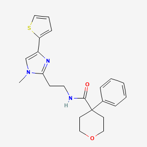 N-(2-(1-methyl-4-(thiophen-2-yl)-1H-imidazol-2-yl)ethyl)-4-phenyltetrahydro-2H-pyran-4-carboxamide
