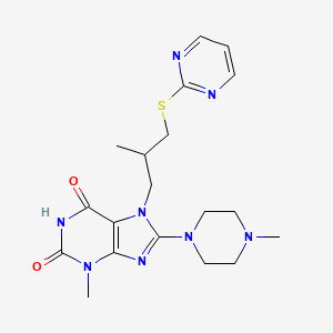 3-methyl-7-(2-methyl-3-(pyrimidin-2-ylthio)propyl)-8-(4-methylpiperazin-1-yl)-1H-purine-2,6(3H,7H)-dione