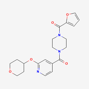 molecular formula C20H23N3O5 B2987350 (4-(furan-2-carbonyl)piperazin-1-yl)(2-((tetrahydro-2H-pyran-4-yl)oxy)pyridin-4-yl)methanone CAS No. 2034317-80-9