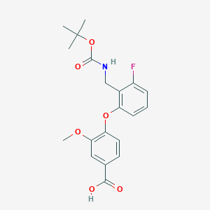 molecular formula C20H22FNO6 B2987361 4-(2-{[(tert-Butoxycarbonyl)amino]methyl}-3-fluorophenoxy)-3-methoxybenzoic acid CAS No. 2279123-52-1