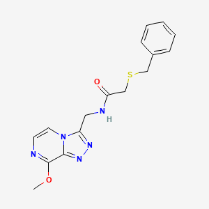 molecular formula C16H17N5O2S B2987374 2-(benzylthio)-N-((8-methoxy-[1,2,4]triazolo[4,3-a]pyrazin-3-yl)methyl)acetamide CAS No. 2034325-96-5