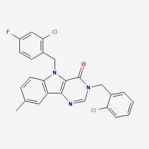 molecular formula C25H18Cl2FN3O B2987379 5-(2-chloro-4-fluorobenzyl)-3-(2-chlorobenzyl)-8-methyl-3H-pyrimido[5,4-b]indol-4(5H)-one CAS No. 1189462-91-6
