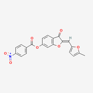 (Z)-2-((5-methylfuran-2-yl)methylene)-3-oxo-2,3-dihydrobenzofuran-6-yl 4-nitrobenzoate