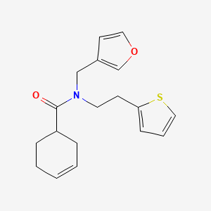 N-(furan-3-ylmethyl)-N-(2-(thiophen-2-yl)ethyl)cyclohex-3-enecarboxamide