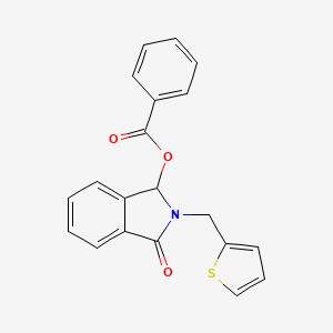 molecular formula C20H15NO3S B2987396 3-oxo-2-(2-thienylmethyl)-2,3-dihydro-1H-isoindol-1-yl benzenecarboxylate CAS No. 866008-22-2