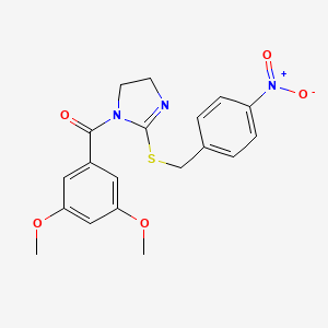 (3,5-dimethoxyphenyl)(2-((4-nitrobenzyl)thio)-4,5-dihydro-1H-imidazol-1-yl)methanone