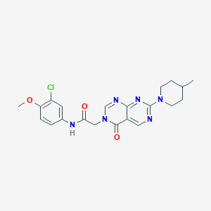 molecular formula C21H23ClN6O3 B2987425 N-(3-chloro-4-methoxyphenyl)-2-(7-(4-methylpiperidin-1-yl)-4-oxopyrimido[4,5-d]pyrimidin-3(4H)-yl)acetamide CAS No. 1286704-32-2
