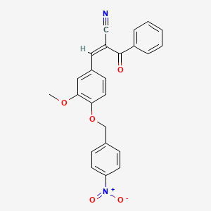 molecular formula C24H18N2O5 B2987431 (2Z)-2-[(Z)-benzoyl]-3-{3-methoxy-4-[(4-nitrophenyl)methoxy]phenyl}prop-2-enenitrile CAS No. 931886-75-8