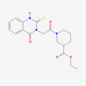 molecular formula C18H21N3O4S B2987432 Ethyl 1-[2-(4-oxo-2-sulfanylidene-1H-quinazolin-3-yl)acetyl]piperidine-3-carboxylate CAS No. 451466-02-7