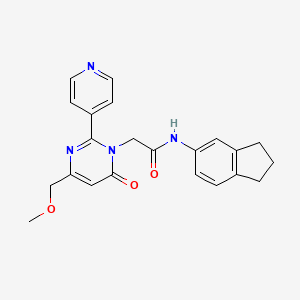 N-(2,3-dihydro-1H-inden-5-yl)-2-(4-(methoxymethyl)-6-oxo-2-(pyridin-4-yl)pyrimidin-1(6H)-yl)acetamide