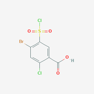 molecular formula C7H3BrCl2O4S B2987460 4-Bromo-2-chloro-5-(chlorosulfonyl)benzoic acid CAS No. 1157673-11-4