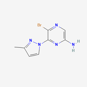 molecular formula C8H8BrN5 B2987462 5-bromo-6-(3-methyl-1H-pyrazol-1-yl)pyrazin-2-amine CAS No. 2266614-70-2