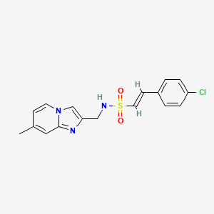 molecular formula C17H16ClN3O2S B2987463 (E)-2-(4-chlorophenyl)-N-[(7-methylimidazo[1,2-a]pyridin-2-yl)methyl]ethenesulfonamide CAS No. 1356781-92-4