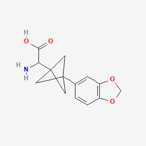 molecular formula C14H15NO4 B2987464 2-Amino-2-[3-(1,3-benzodioxol-5-yl)-1-bicyclo[1.1.1]pentanyl]acetic acid CAS No. 2287263-29-8