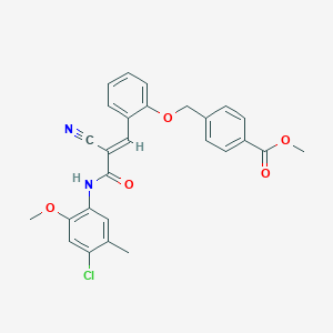 molecular formula C27H23ClN2O5 B2987465 methyl 4-[[2-[(E)-3-(4-chloro-2-methoxy-5-methylanilino)-2-cyano-3-oxoprop-1-enyl]phenoxy]methyl]benzoate CAS No. 749215-06-3