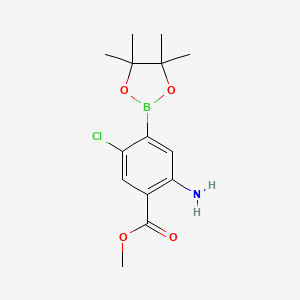 molecular formula C14H19BClNO4 B2987471 Methyl 2-amino-5-chloro-4-(tetramethyl-1,3,2-dioxaborolan-2-yl)benzoate CAS No. 2377611-97-5