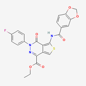 molecular formula C23H16FN3O6S B2987472 Ethyl 5-(benzo[d][1,3]dioxole-5-carboxamido)-3-(4-fluorophenyl)-4-oxo-3,4-dihydrothieno[3,4-d]pyridazine-1-carboxylate CAS No. 851949-22-9