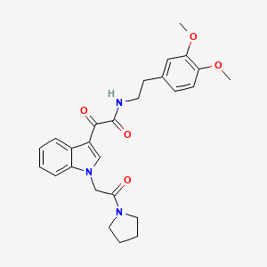 molecular formula C26H29N3O5 B2987473 N-(3,4-dimethoxyphenethyl)-2-oxo-2-(1-(2-oxo-2-(pyrrolidin-1-yl)ethyl)-1H-indol-3-yl)acetamide CAS No. 872849-19-9