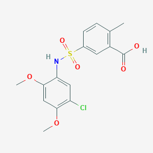 molecular formula C16H16ClNO6S B2987476 5-[(5-Chloro-2,4-dimethoxyphenyl)sulfamoyl]-2-methylbenzoic acid CAS No. 438021-83-1