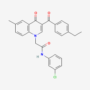 molecular formula C27H23ClN2O3 B2987485 N-(3-chlorophenyl)-2-(3-(4-ethylbenzoyl)-6-methyl-4-oxoquinolin-1(4H)-yl)acetamide CAS No. 895645-26-8