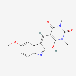 molecular formula C16H15N3O4 B2987490 5-[(5-methoxy-1H-indol-3-yl)methylidene]-1,3-dimethyl-1,3-diazinane-2,4,6-trione CAS No. 866038-47-3