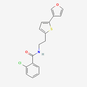 molecular formula C17H14ClNO2S B2987505 2-chloro-N-(2-(5-(furan-3-yl)thiophen-2-yl)ethyl)benzamide CAS No. 2034254-47-0