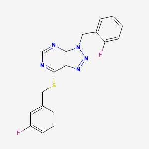3-[(2-Fluorophenyl)methyl]-7-[(3-fluorophenyl)methylsulfanyl]triazolo[4,5-d]pyrimidine