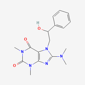 molecular formula C17H21N5O3 B2987545 8-(二甲氨基)-7-(2-羟基-2-苯乙基)-1,3-二甲基-1H-嘌呤-2,6(3H,7H)-二酮 CAS No. 1105244-38-9