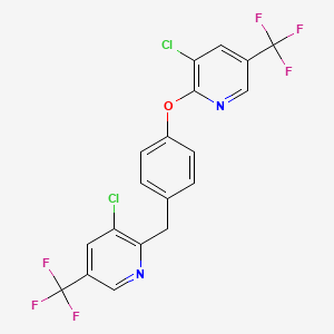 molecular formula C19H10Cl2F6N2O B2987548 3-Chloro-2-(4-{[3-chloro-5-(trifluoromethyl)-2-pyridinyl]oxy}benzyl)-5-(trifluoromethyl)pyridine CAS No. 338410-46-1