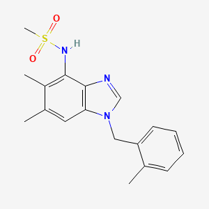 molecular formula C18H21N3O2S B2987561 N-[5,6-dimethyl-1-(2-methylbenzyl)-1H-1,3-benzimidazol-4-yl]methanesulfonamide CAS No. 338954-71-5