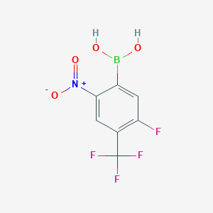 molecular formula C7H4BF4NO4 B2987563 5-FLUORO-2-NITRO-4-(TRIFLUOROMETHYL)PHENYLBORONIC ACID CAS No. 2377608-41-6
