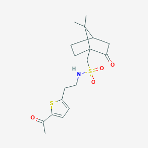 molecular formula C18H25NO4S2 B2987588 N-(2-(5-acetylthiophen-2-yl)ethyl)-1-(7,7-dimethyl-2-oxobicyclo[2.2.1]heptan-1-yl)methanesulfonamide CAS No. 2034562-65-5