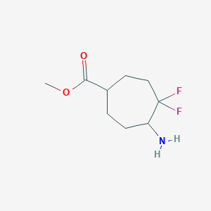 molecular formula C9H15F2NO2 B2987592 Methyl 5-amino-4,4-difluorocycloheptane-1-carboxylate CAS No. 2287288-69-9