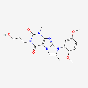 molecular formula C20H23N5O5 B2987617 8-(2,5-dimethoxyphenyl)-3-(3-hydroxypropyl)-1,7-dimethyl-1H-imidazo[2,1-f]purine-2,4(3H,8H)-dione CAS No. 896307-12-3