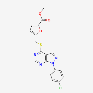 molecular formula C18H13ClN4O3S B2987619 Methyl 5-[[1-(4-chlorophenyl)pyrazolo[3,4-d]pyrimidin-4-yl]sulfanylmethyl]furan-2-carboxylate CAS No. 893914-80-2